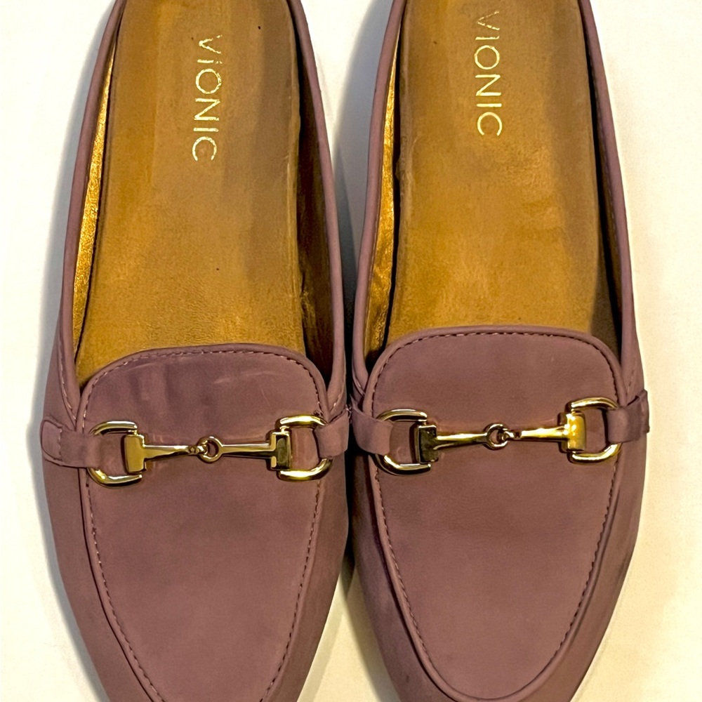 Vionic Women's Purple Loafers with Gold Detailing